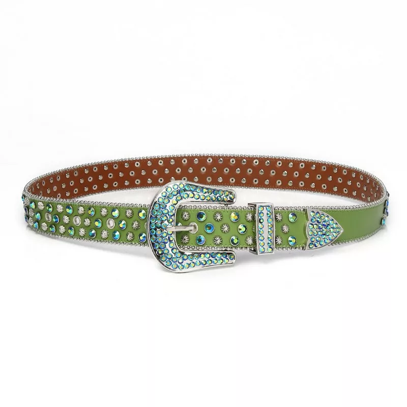 Green flower belt with rhinestones, lace, and beads NWOT Wriidy Flower Wide Stretchy Belt Pearl Elastic Waist Belt  main image 4