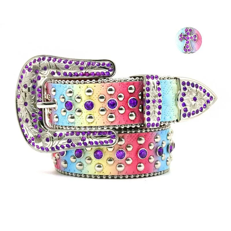 Multicolor Cross Luxury Purple Diamond BB Belt
